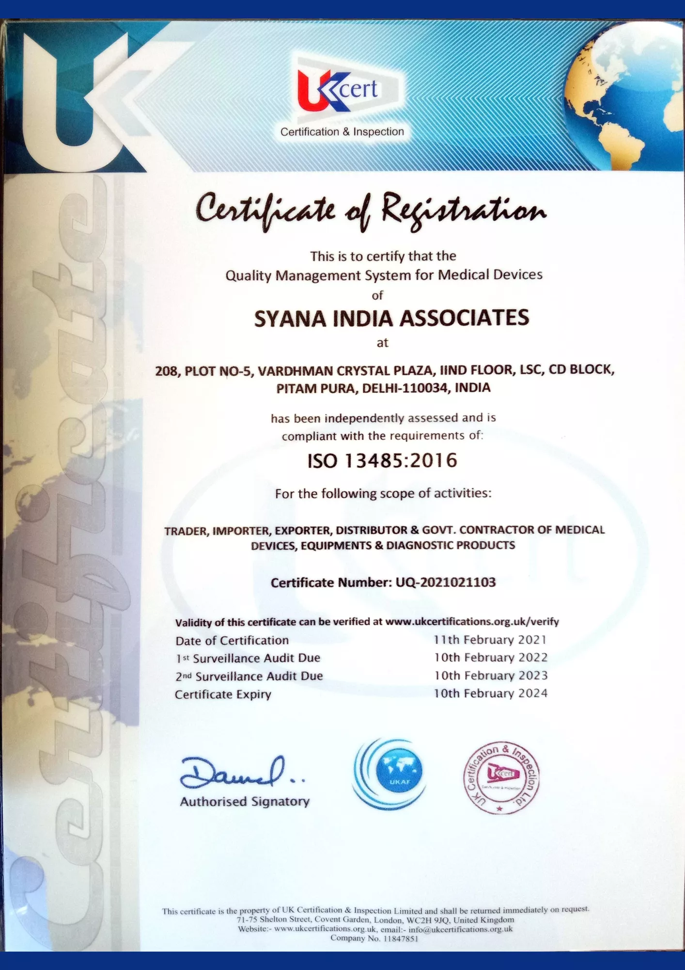 ISO 13485_2016 Syana India Associates